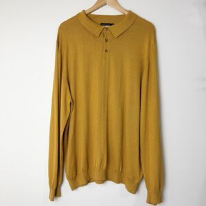 Paul Fredrick Yellow Silk Cashmere Collared Sweater Men’s 3XL